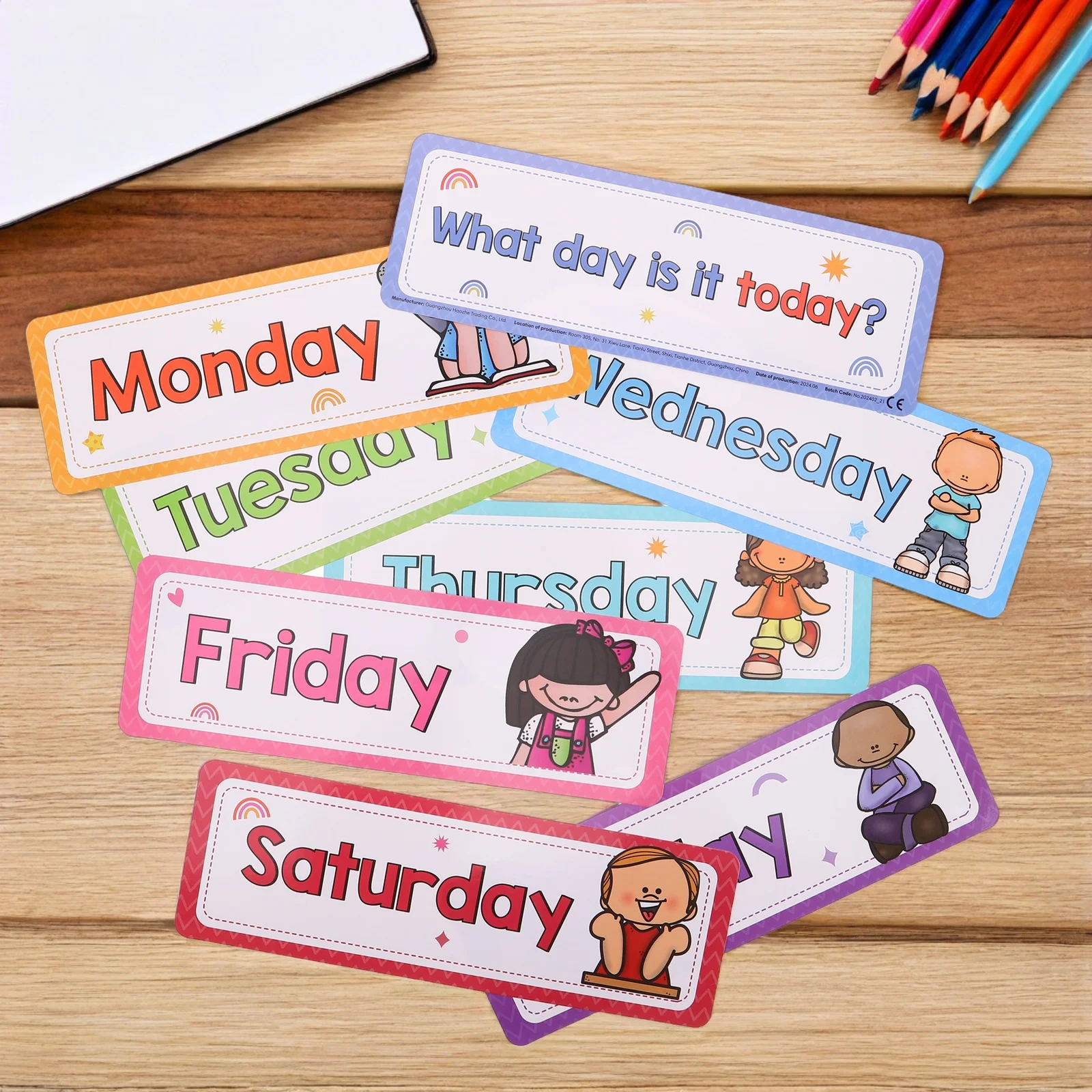 แฟลชการ์ดภาษาอังกฤษ 8 ชิ้น วันในสัปดาห์ สำหรับการเรียนรู้คำศัพท์ พกพาสะดวก เหมาะสำหรับเด็กเล็กและเด็กก่อนวัยเรียน