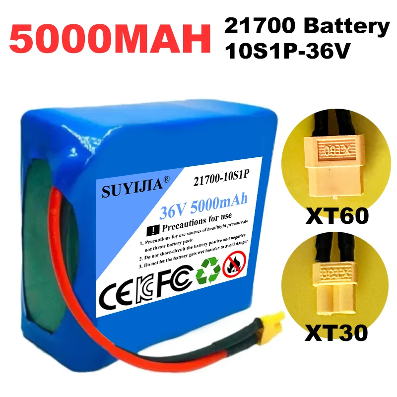 Replacement 36V 5000mAh 10S1P 21700 Lithium Battery Pack for M365 MIJIA Pro Scooter XT30 or XT60 Plug + 20A BMS Extended Range