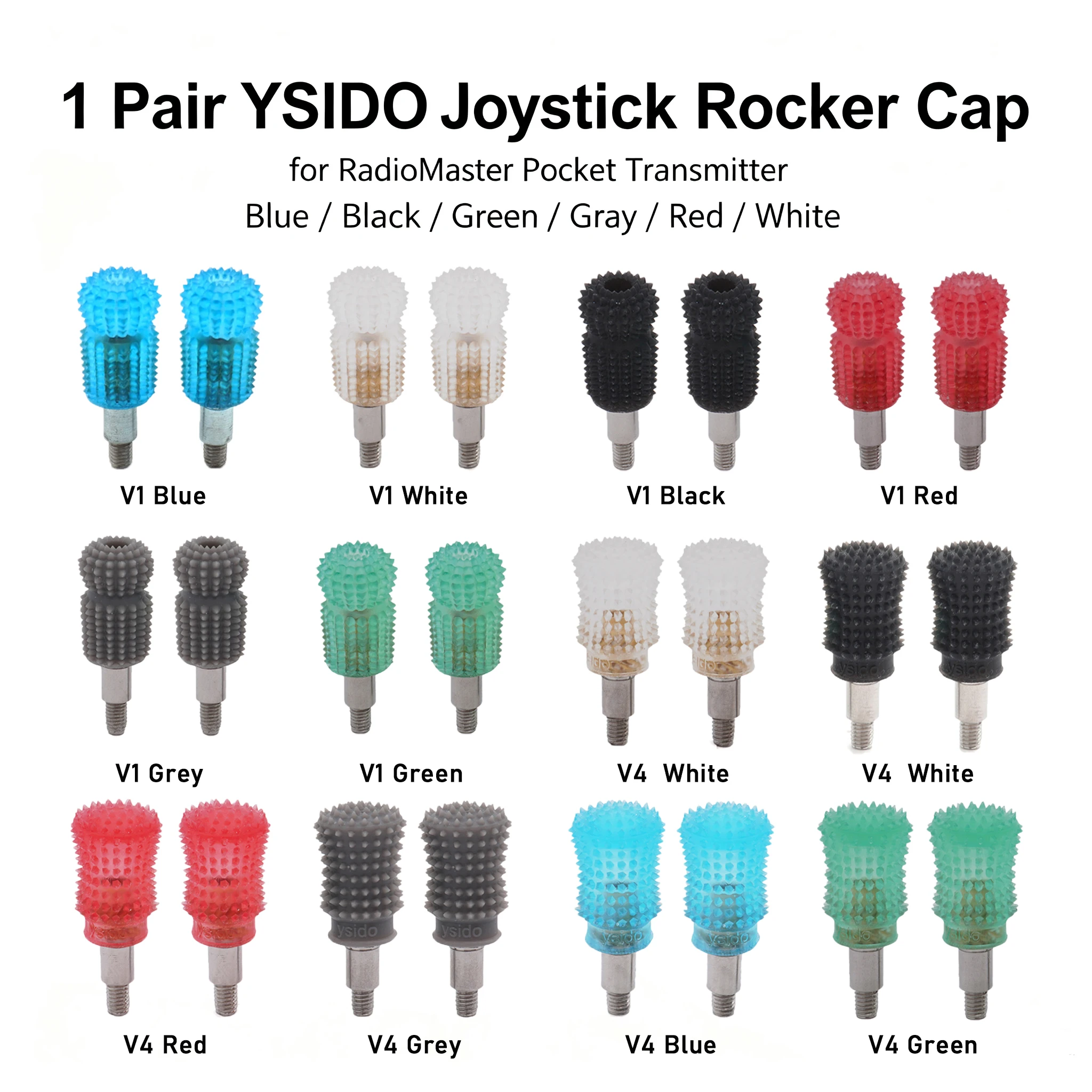1Pair YSIDO V1/V2/V4 Anti‑Slip Joystick Rocker Cap for RadioMaster Pocket Transmitter RC FPV Drone Remote Controller Spare Parts