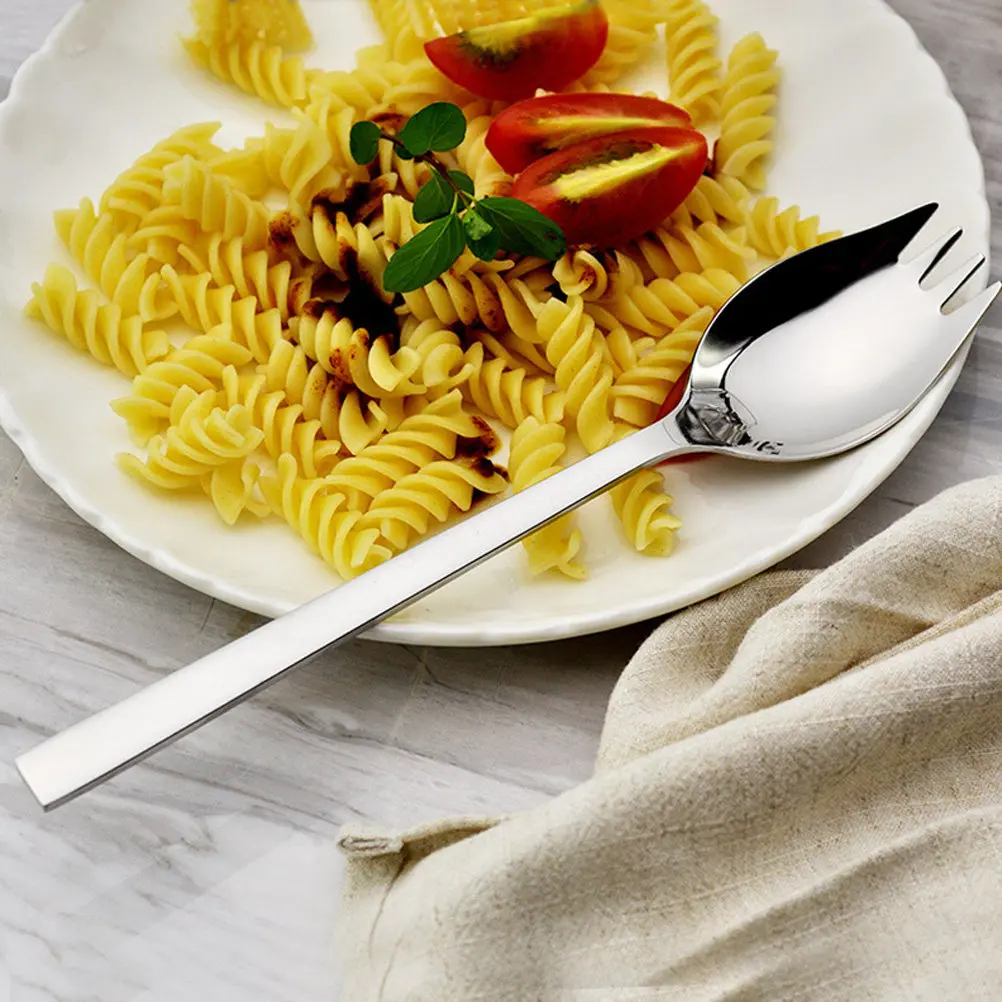 304 Stainless Steel Salad Spork with Long Handle – Spoon & Fork Combo for Dessert, Ice Cream, Fruit, Home Use