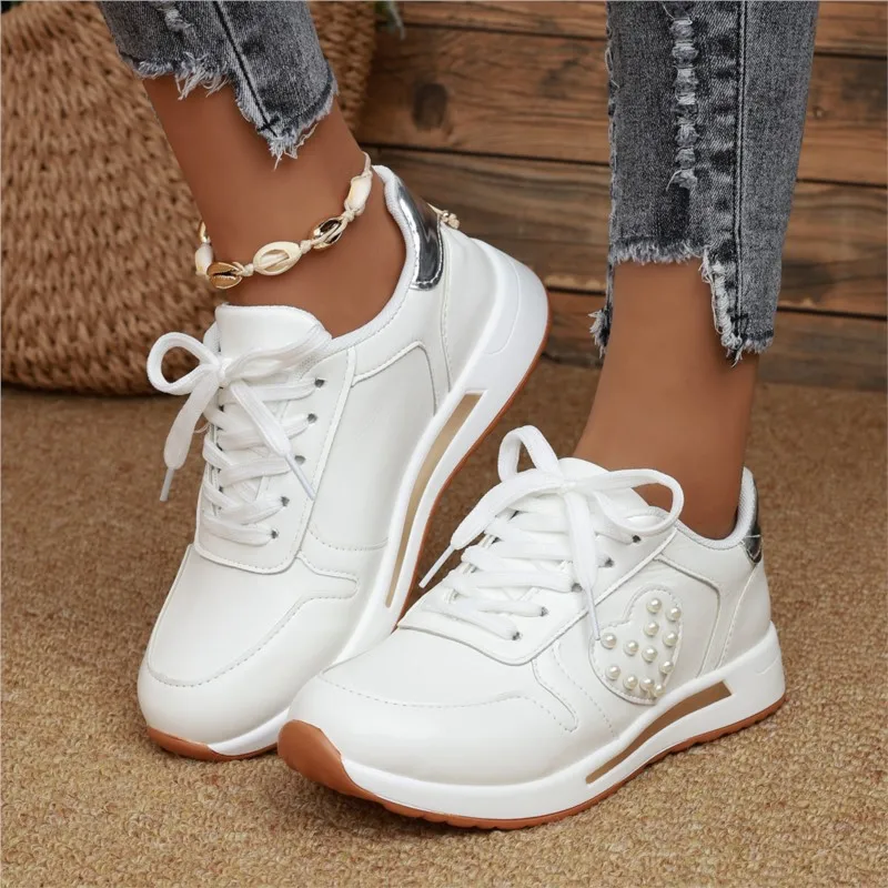 Summer autumn new  trade large size women\'s thick soled casual sports shoes front lace-up style casual comfort sneakers C1433