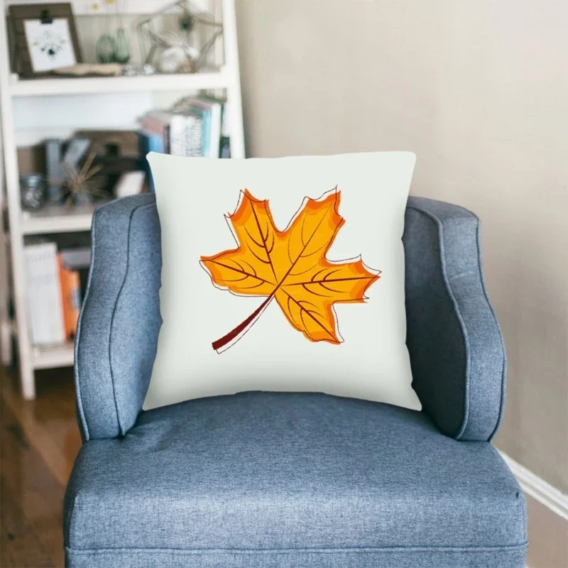 Pillow Cover Cushion Cover Fall Maple Leaf Elegant Pillow Cover Collection Soft Touching 45cm