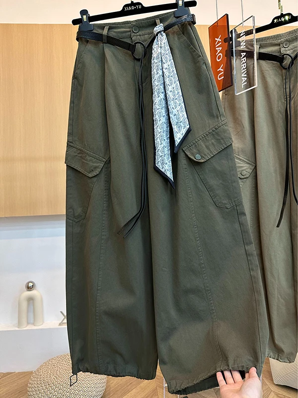 بالإضافة إلى حجم السراويل واسعة الساق المرأة الخريف عارضة السراويل عالية الخصر مع كيتس التخسيس سكين عمال Faion