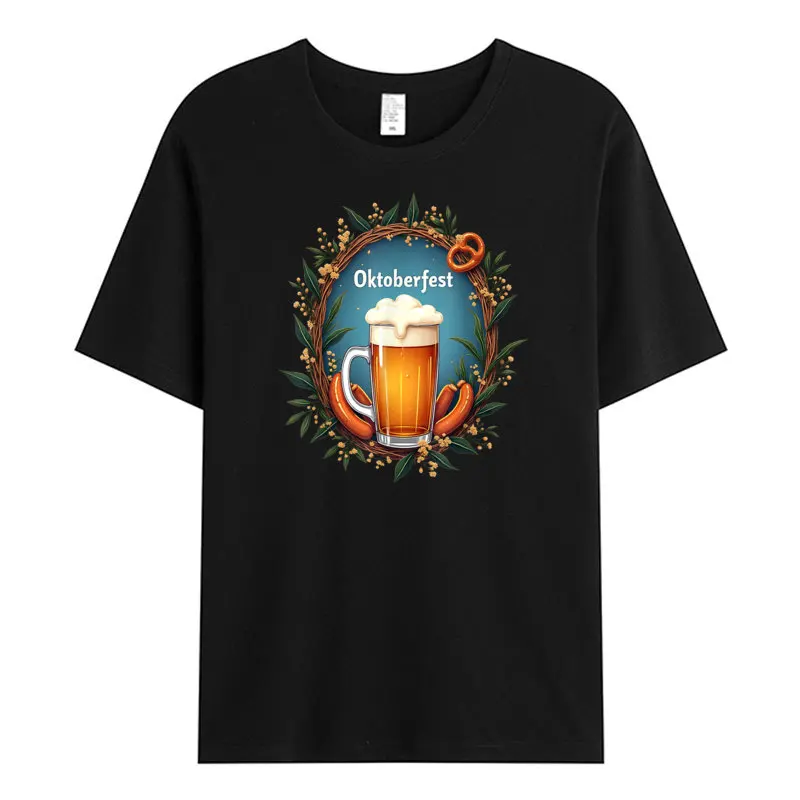 Classic Mens T-Shirt Oktoberfest 2024 Beer Stein Pretzel Outdoor Tops Tees 100% Cotton Short Sleeve Geek Tee-Shirts O Neck