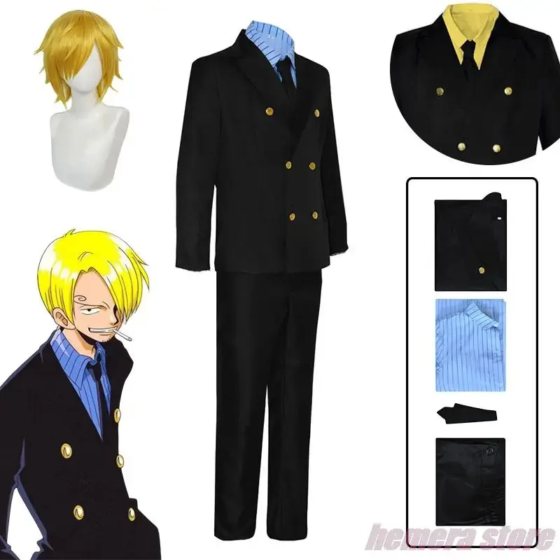 hhh 2025 سانجي سانجي شعر مستعار أنيمي تأثيري هالوين حفلة عيد الميلاد ملابس تنكرية قميص معطف السراويل دعوى ل M