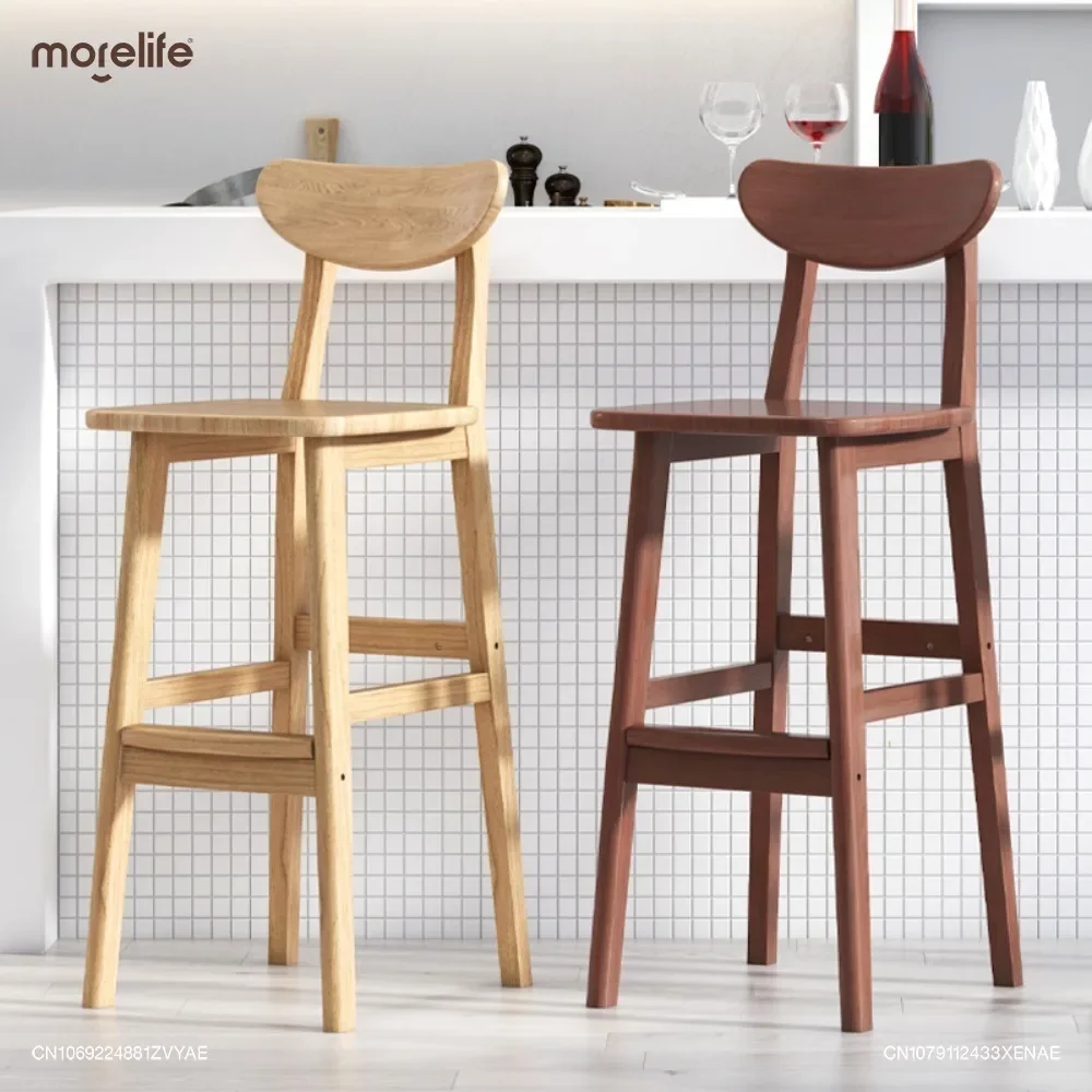 2024 New High Stools Wooden Bar Chairs Modern Counter Stool Household Minimalism Bar Table Chair Silla De Bar Home Furniture WD