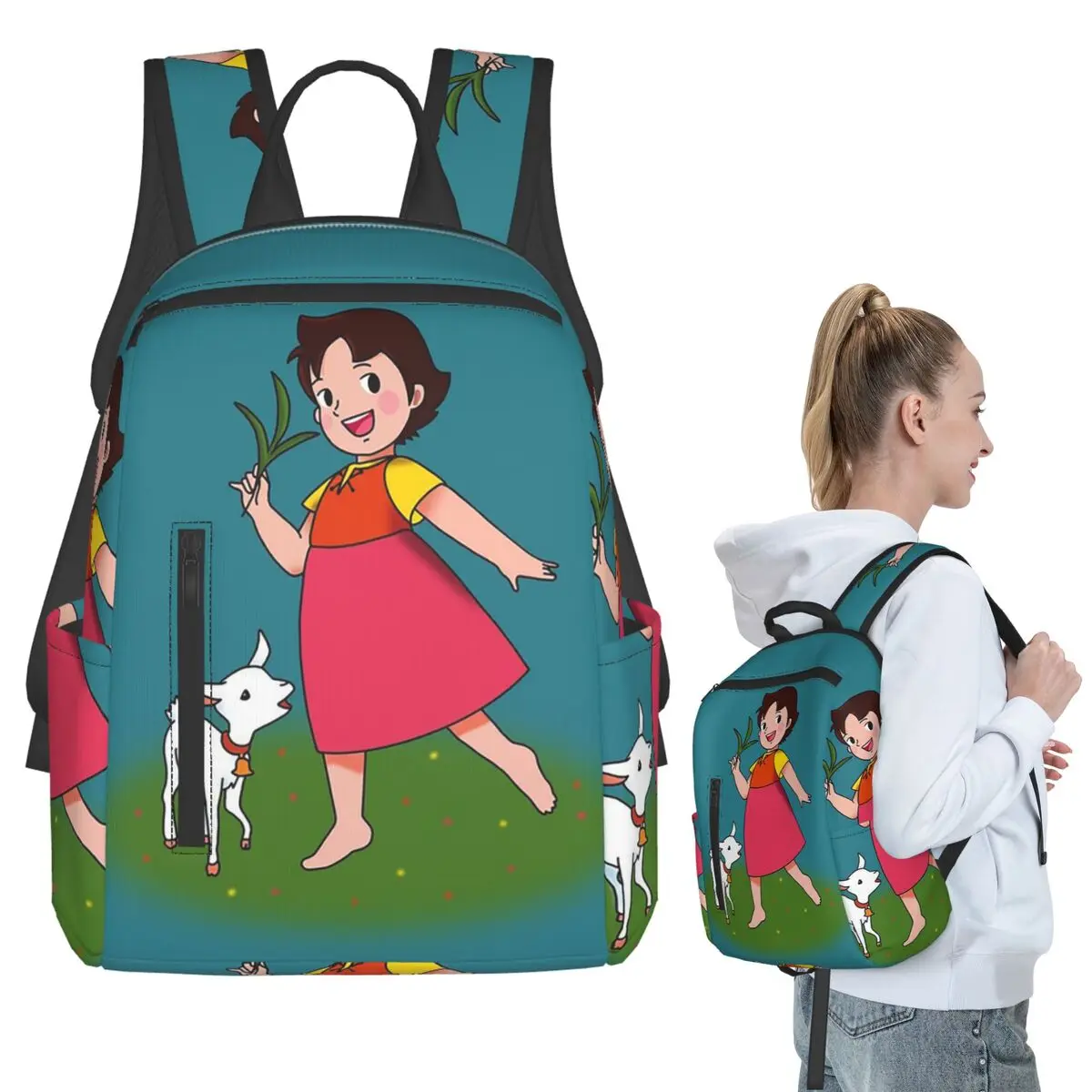 Heidi Cartoon 70s Backpack Student BookBag Boys Girls School Bag Computer Shoulder Bags Men Women
