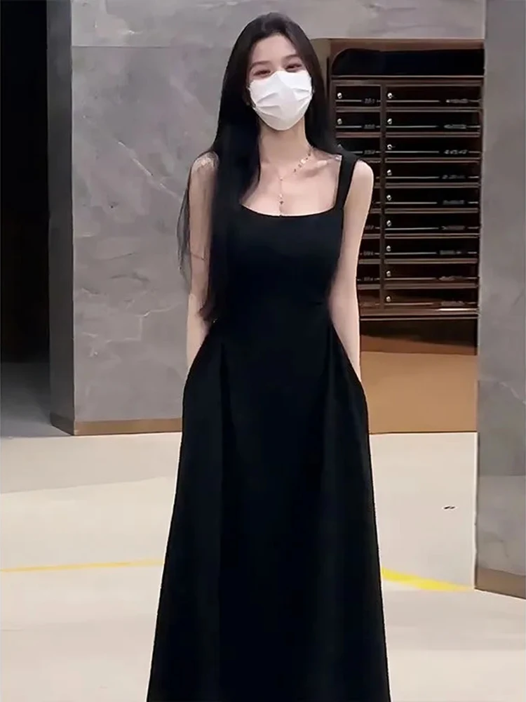 Elegante Camis Kleid Frauen Koreanische Süße Party Kleid Mode Slim Fit EINE Linie Lange Kleider Sommer Neue Chic Damen Solide Vestidos