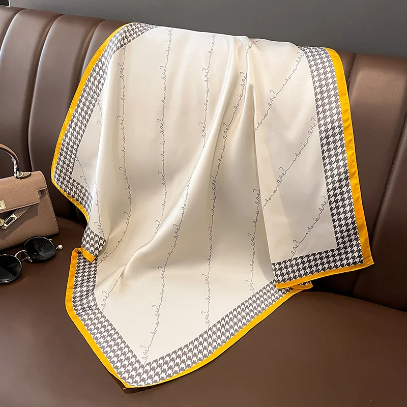 الرجعية البولكا نقطة المونتاج الحرير وشاح مربع المرأة لينة الساتان هيرباند منديل الحجاب سيدة عقال فولارد حقيبة أشرطة منديل #3