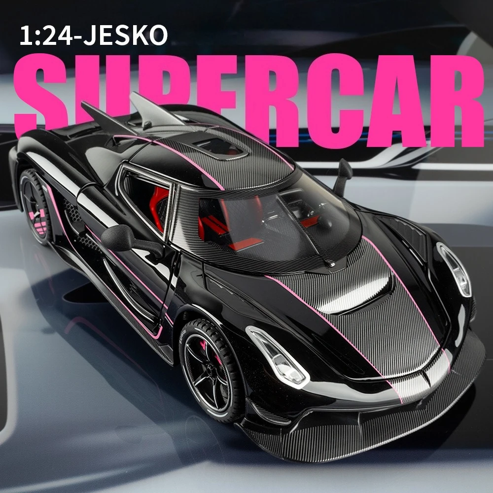 

1:24 суперкар JESKO, модель автомобиля из сплава, игрушечный автомобиль, литье под давлением, звуковой и световой автомобиль, игрушки для детей, автомобиль