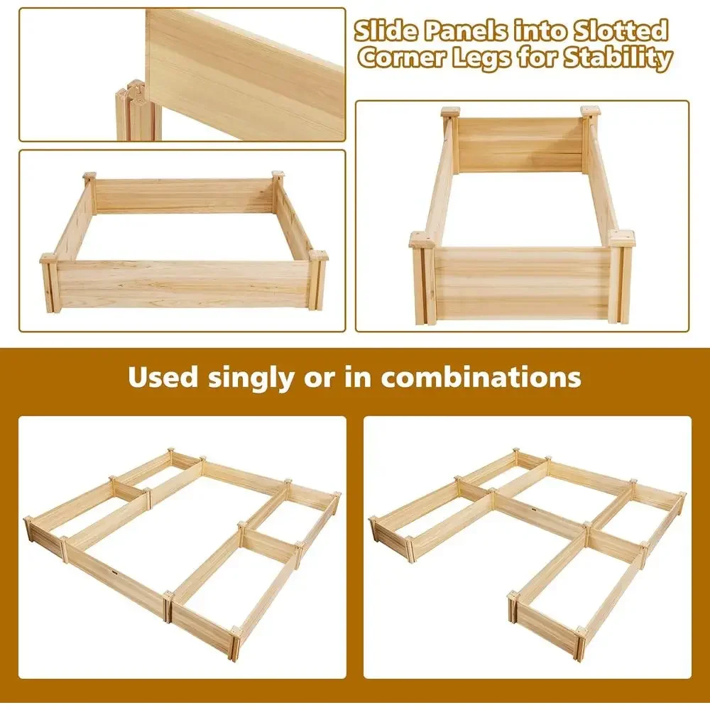 U-Shaped Elevated Garden Bed for Vegetables and Flowers, Easy Assembly, Suitable for Patio or Balcony, 92.5x95x11