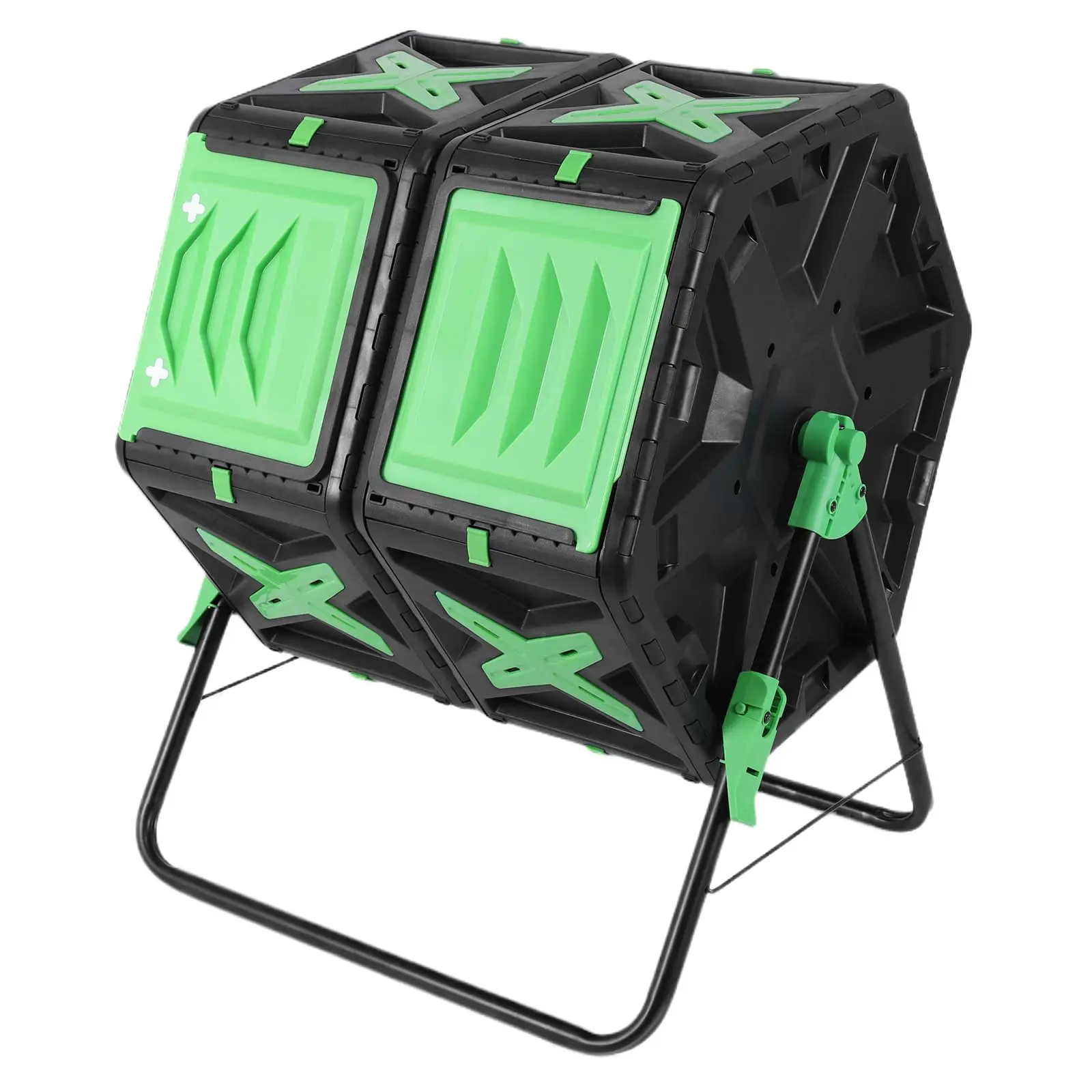 140L Dual-Chamber Outdoor Tumbling Composting Bins with Sliding Door