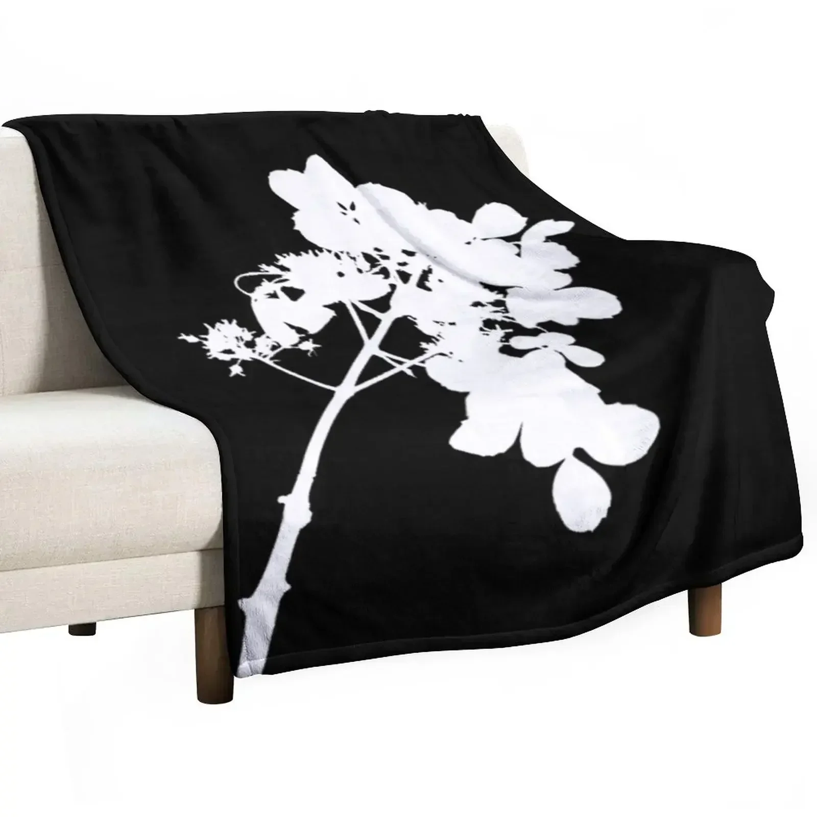 

Flower Tops Silhouette Black and White Throw Blanket Luxury Throw Plaid Blankets