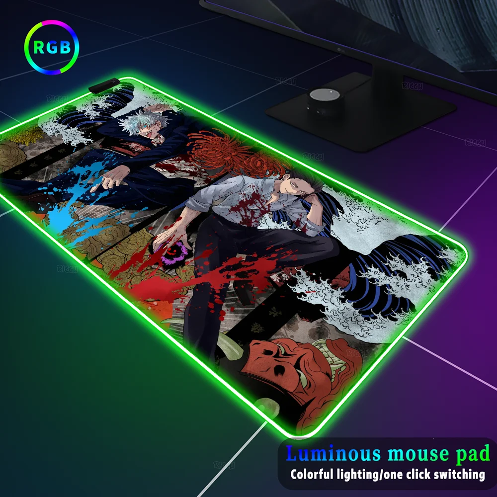 

Mousepad Rgb Mouse Pad Jujutsu Kaisen Computer Mat Anime Pc Gamer Desk Protector Deskpad Carpet Keyboard Table Mause Gaming Pad