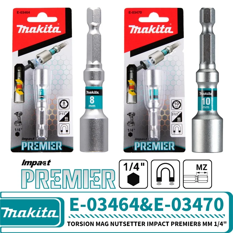 Makita E-03464 E-03470 Torsion Mag nutsetter Impact Premier Hex 8/10 x 65 mm 1/4\