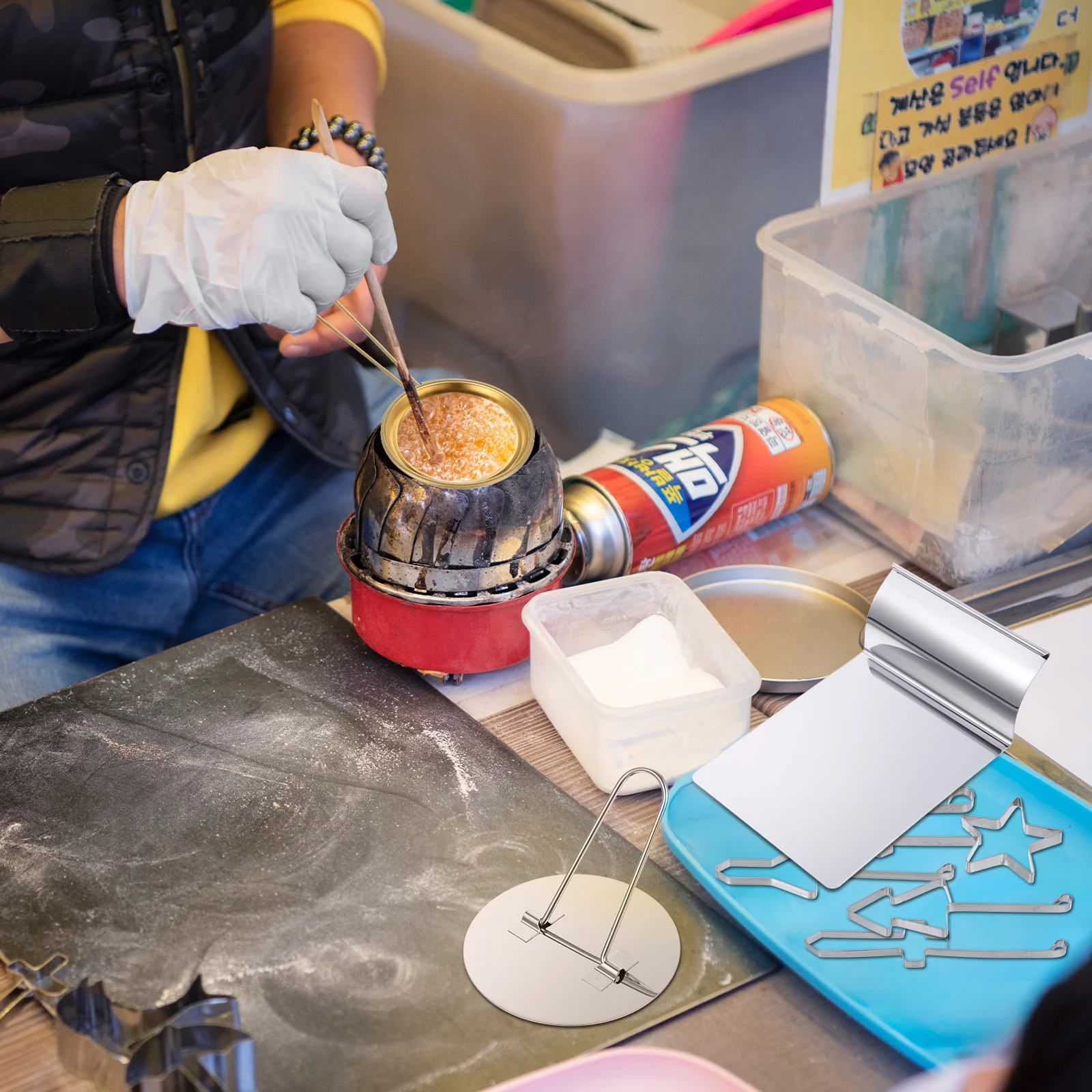 1 set di biscotti a nido d'ape, kit per intaglio di caramelle, vari stampi, kit per realizzare caramelle con zucchero coreano