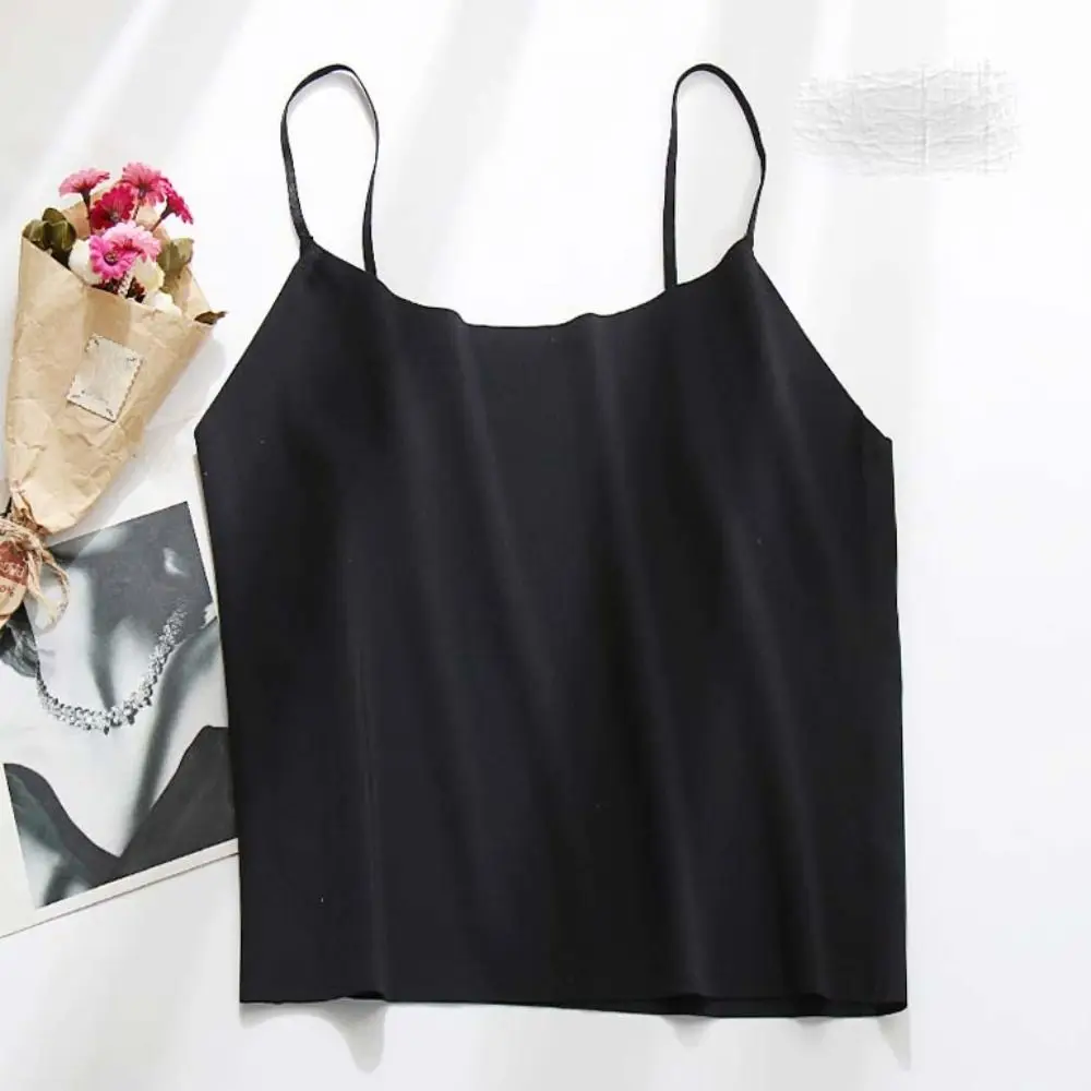 Thin Ice Silk Traceless Sling Bralette Crop Tops Solid Color Strap Skinny Vest Tops Women's Top Streetwear Sleeveless Camisole