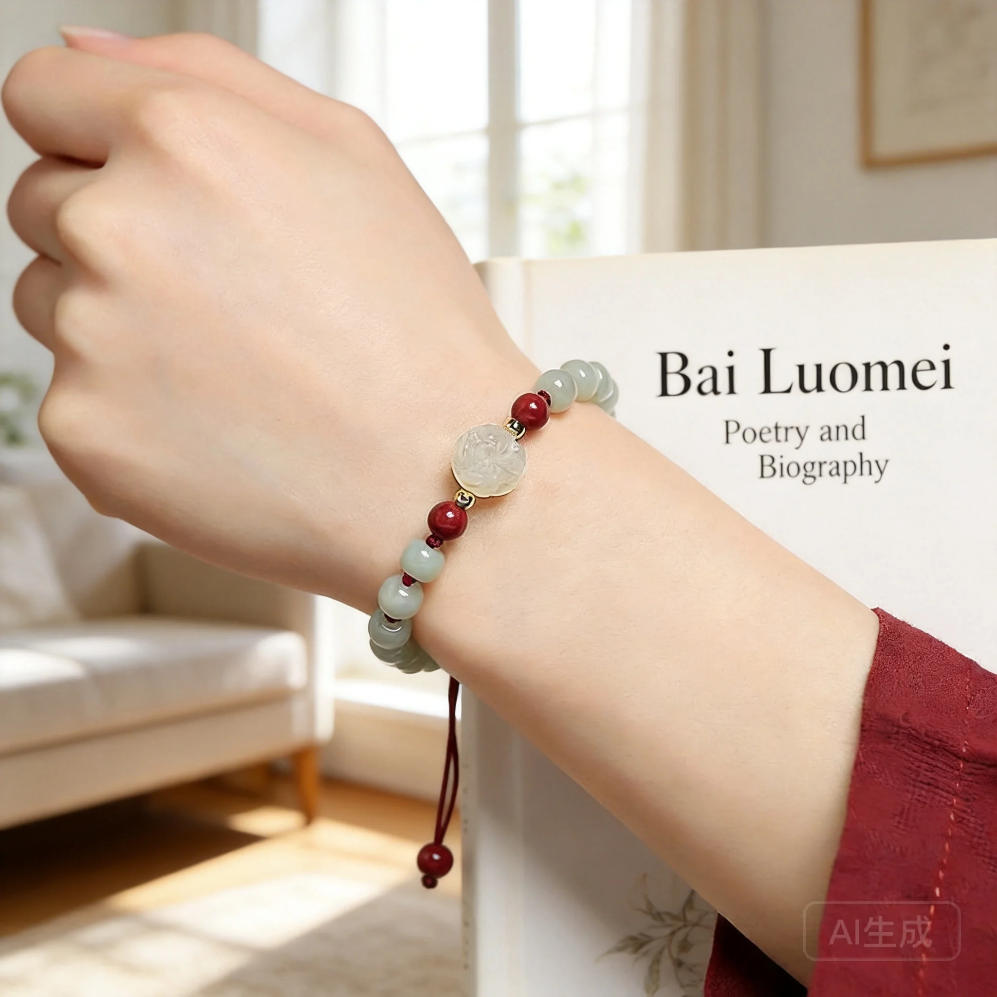 Handmade Braided Red String Hetian Jade Chinese Zodiac Bracelet 2026 Birth Year Gift For Couples Adjustable Natural Jade Beaded