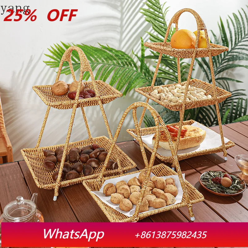 

CX Imitation rattan multi-layer fruit basket around the stove for cooking tea, dried fruit plate, afternoon tea tray