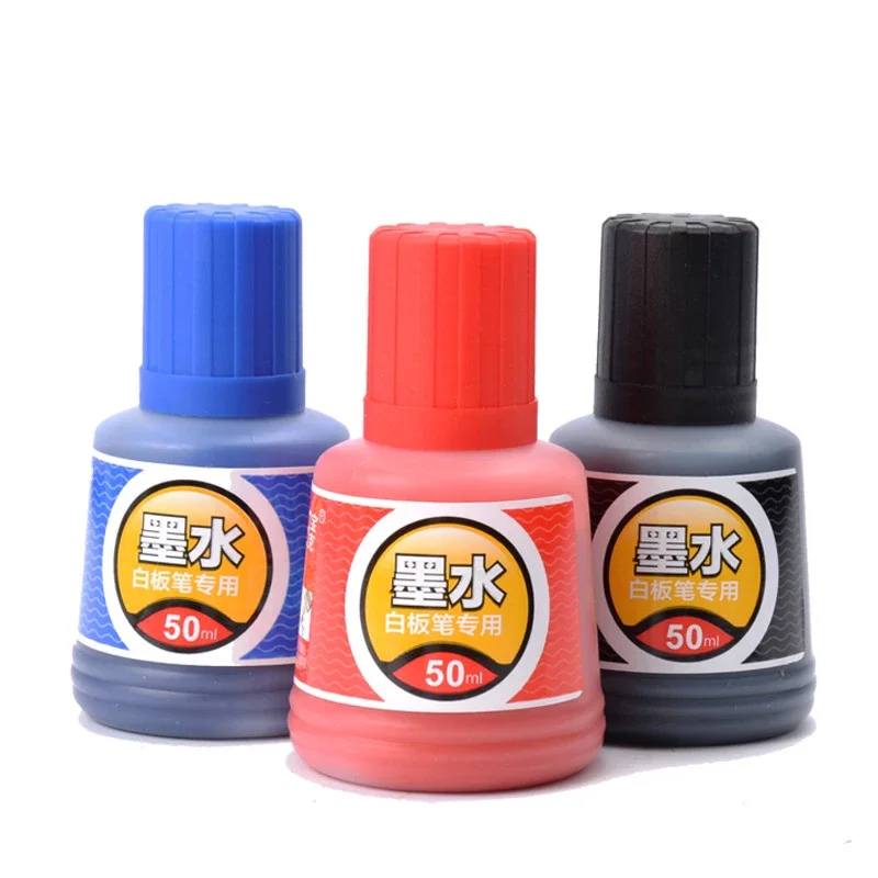 50ml Whiteboard Marker Ink Black Blue Red Bottle Ink for Repeated Filling White Board Pens School Office Stationery Ink Supplies