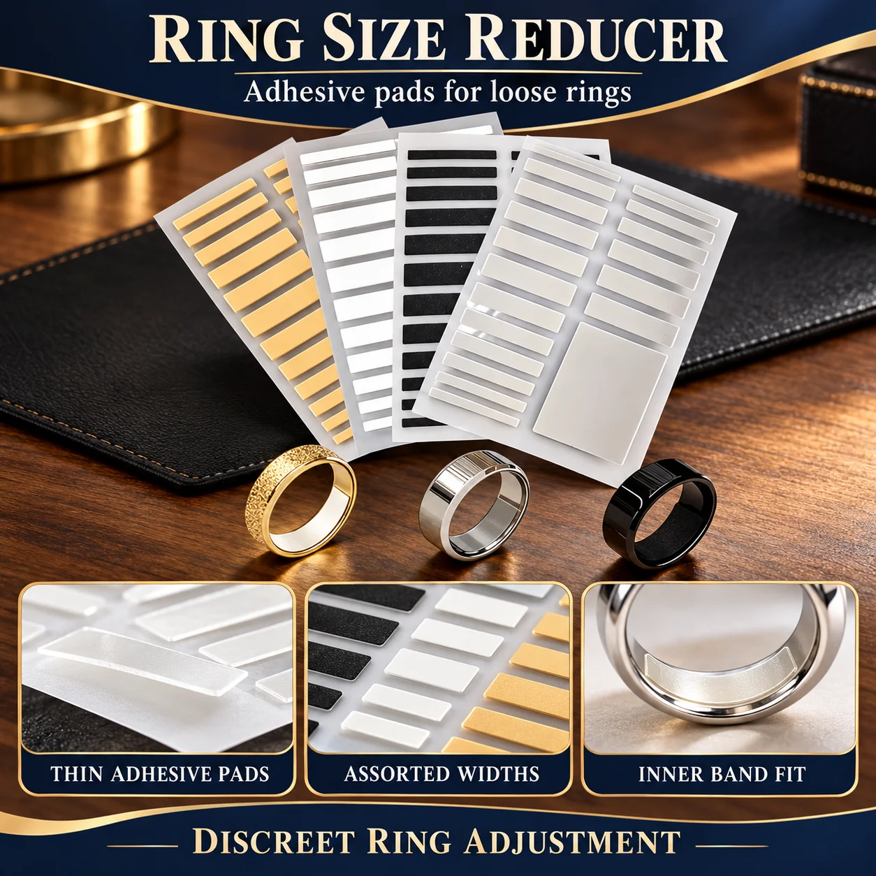 Invisible Ring Size Reducer for Loose Rings - Transparent Silicone Anti-Slip Sticker Durable Reusable Jewelry Making Tool Kit