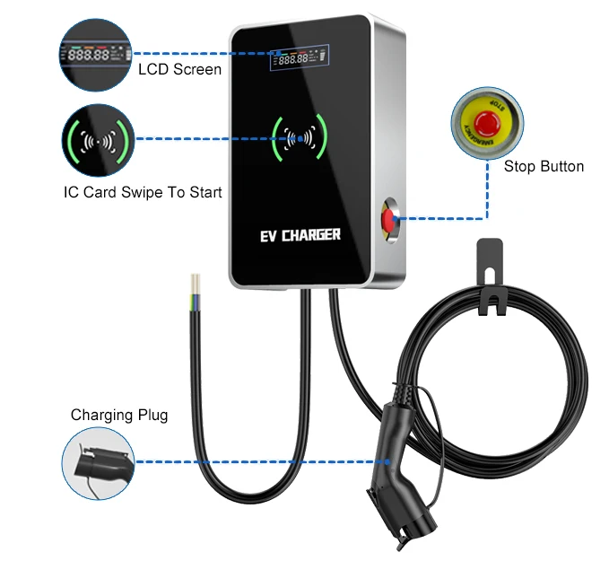 

Тип 2 7KW 32A wifi со средним счетчиком evse wallbox для скутеров ev charger