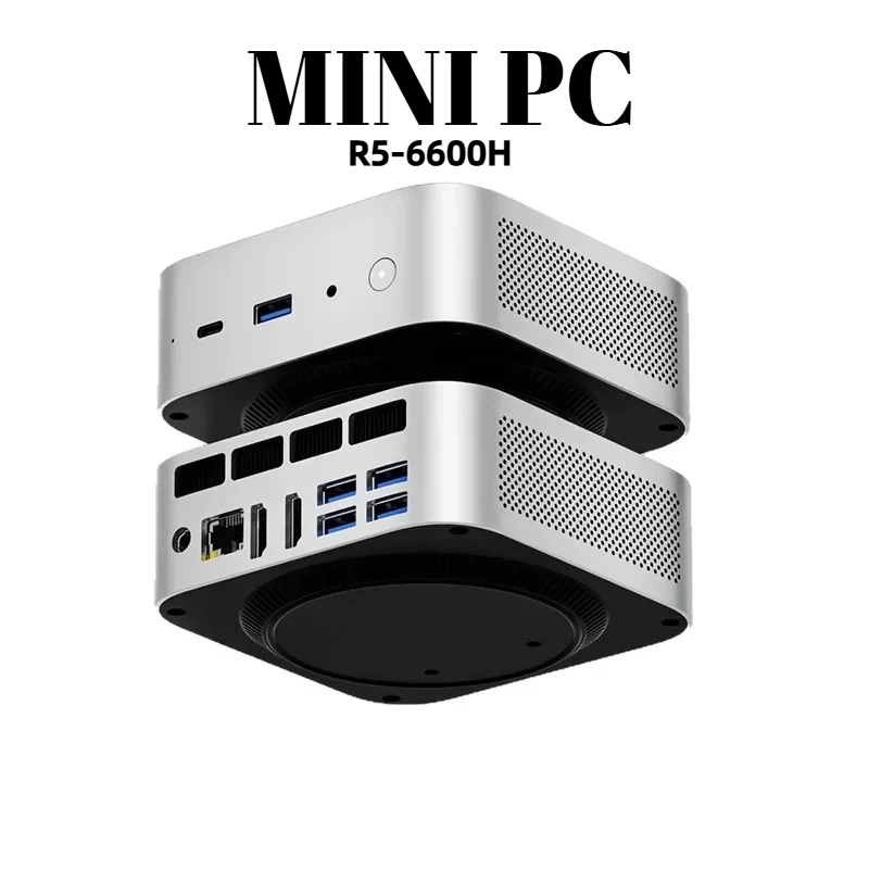 Portable Mini PC R5-6600H DDR5 12/16/24GB 0/128/256/512/1024GB Excellent Heat Dissipation Performance