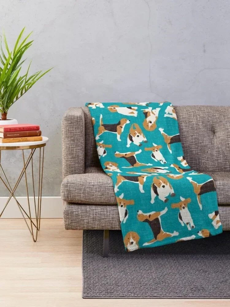 beagle scatter blue Throw Blanket Softest Single Custom christmas gifts Blankets