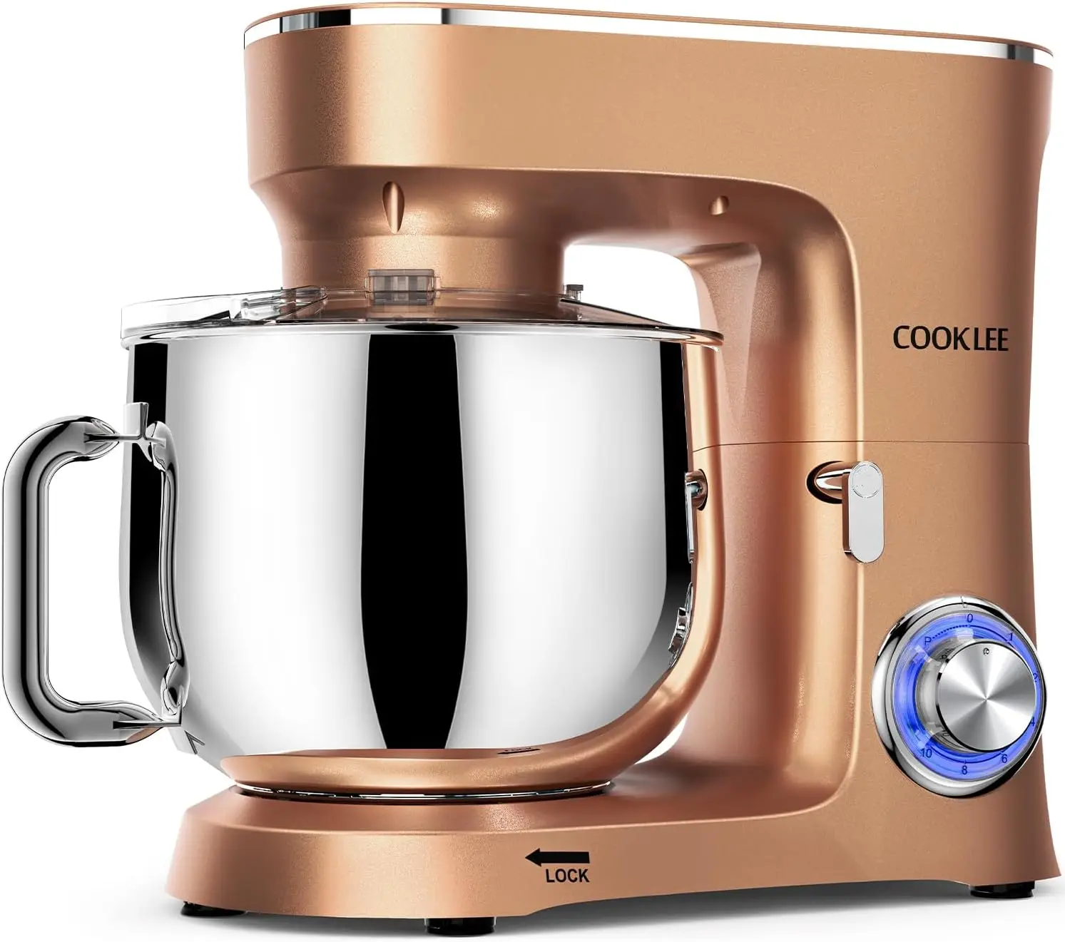 9.5 Qt. Mixer dapur listrik 10 kecepatan 660W, pengocok datar, kait adonan aman pencuci piring