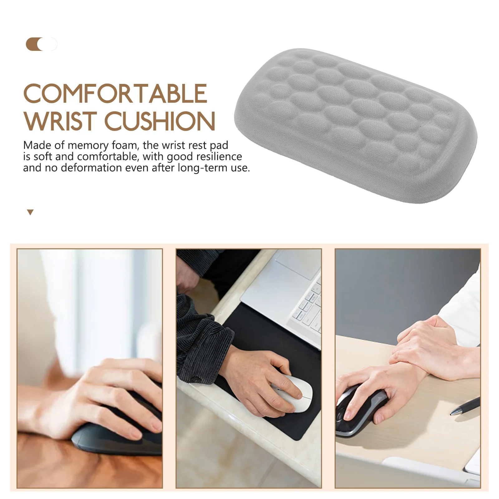 

Thick Wrist Protection Pad for Keyboard Mouse Rest Gaming Laptop Black Single Hand Comfort Support Massage Points Memory Foam