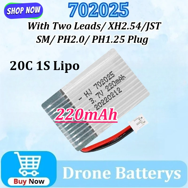 

Upgraded 702025 3.7V 220mAh 20C 1S Lipo Drones Battery for X4 X11 X13 RC Drone Quadcopter Spare Parts Rechargeable Battery