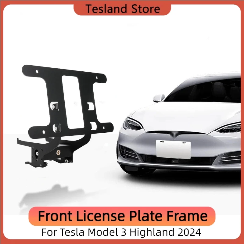 For Tesla Model 3 Highland Front License Plate Frame 2024 No Drilling Lock Anti-Theft Mounting Kit License Plate Bracket Holder