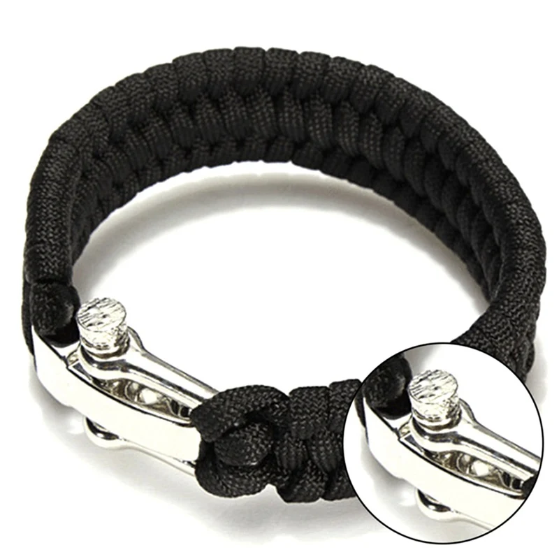 Braccialetti intrecciati Paracord per uomo donna campeggio esterno paracadute corda chiusura braccialetto di sopravvivenza multifunzione regolabile