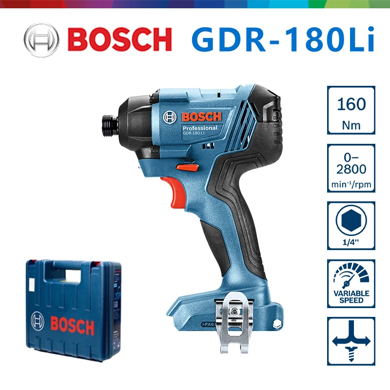 Bosch 18V Impact Screwdriver GDR 180Li Cordless Rechargeable Electric Screwdriver Electric Drill Electric Batch Bare Metal