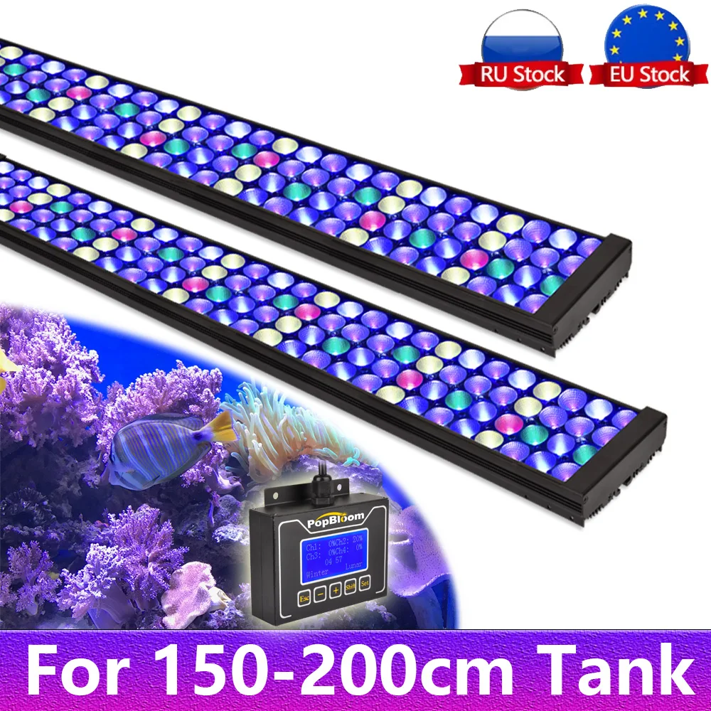 

PopBloom-Marine Aquarium LED Lighting,Saltwater Reef Lamp,Seawater Coral Reef, Fish Tank and Aquarium,150-200cm