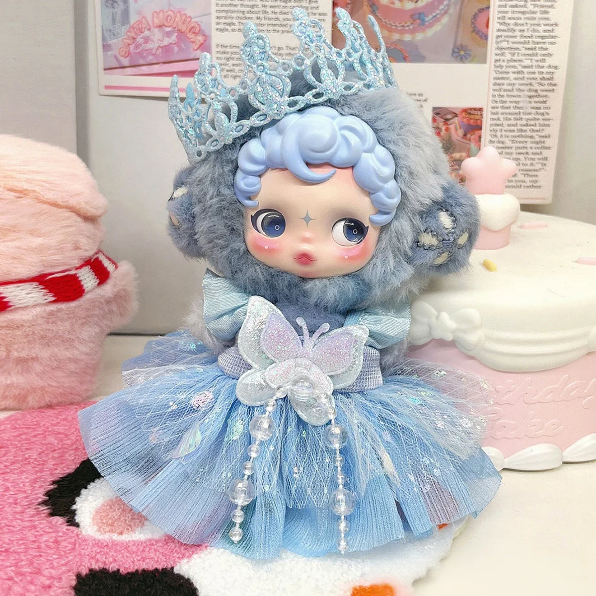 【No doll】Cute Plush Doll's Clothing for Labubu Mermaid Dress Sets Pearl Skirt Flower Crown Headwear Clothing Accessoy Gifts