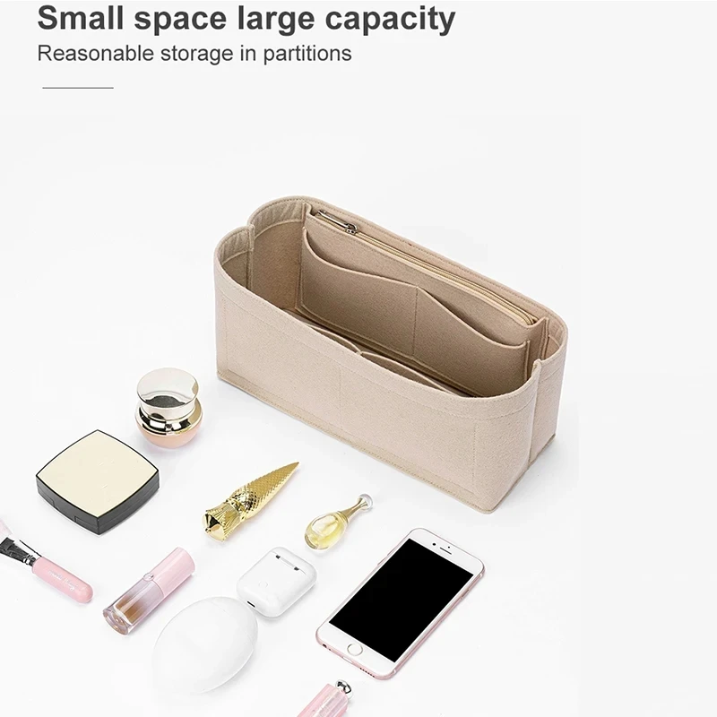 KYOROKU Felt Insert Bag For H Garden Party 30 36 Inner Storage Bag Female Purse Organizer Insert With Zip Felt Cosmetic Linner