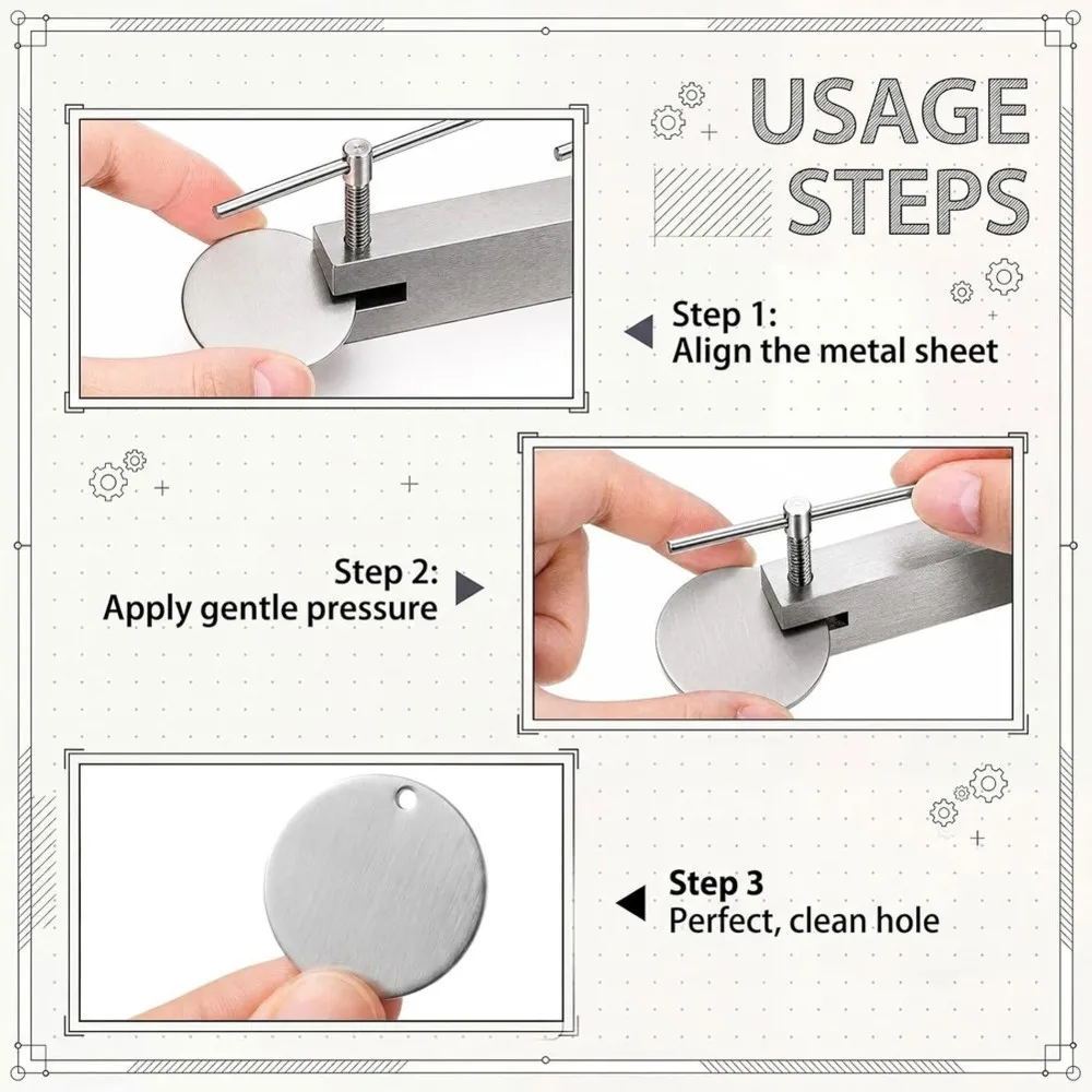 Home Tool Vintage Hole Punch Tool Two Hole Maker 1.5mm & 2mm Soft Metal Metal Punch for Jewelry Making Leather Crafts