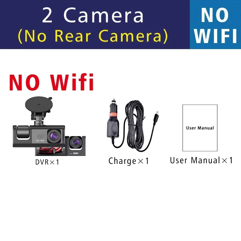 1080P 3-Kanal-Objektiv WLAN Dashcam Auto DVR Innenraumkamera Mini-Recorder Video-Registrator Dashcam Dreiwege-Videokamera