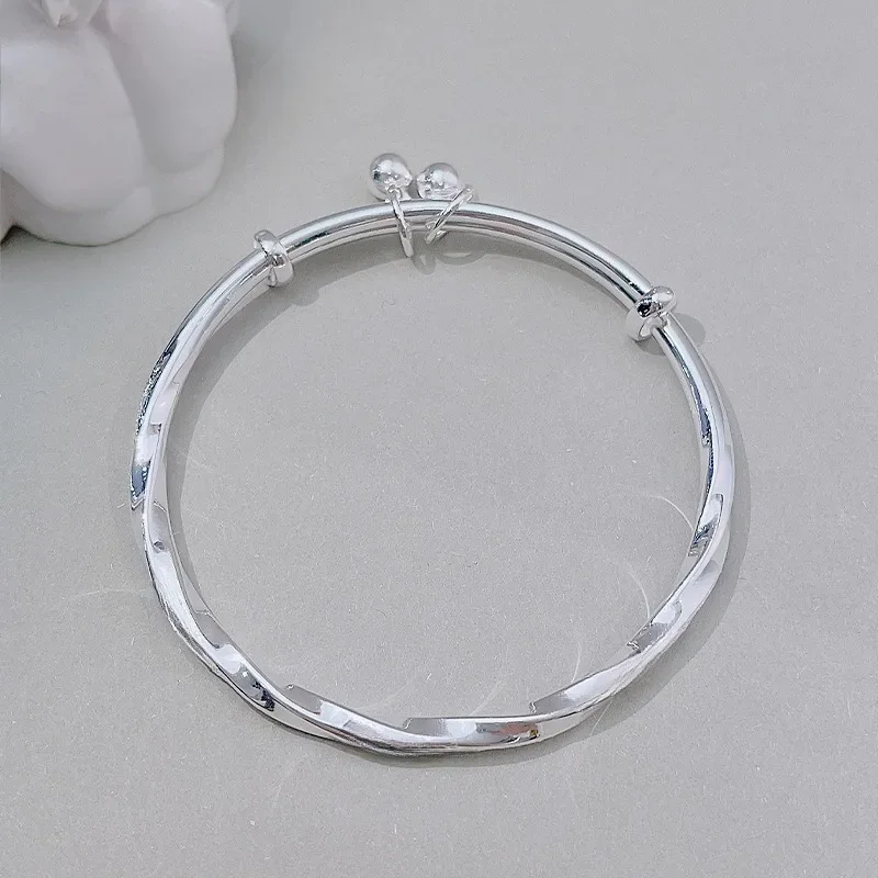 Fashion 925 Sterling Silver Bell Bracelets For Women Luxury Designer Twisted Adjustable Bangle Bracelet  Party Wedding Jewelry