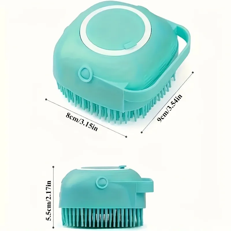 Escova de banho para animais de estimação – Purificador de massagem de silicone para cães e gatos, fabricante de espuma suave, à prova d'água e fácil de limpar (azul/verde) ​