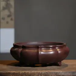 Big Size Purple Sand Flower Pot Round Chinese Traditional Multifunctional Desktop Succulent Flowerpot Bonsai Pot With Hole LC311