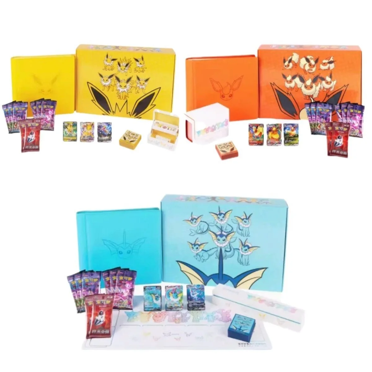 Game PTCG Card Chinese Ibrahimovic Advanced Gift Box High Qquality Reib Fire Water Eeveelution Card Book Collection Gifts Toys