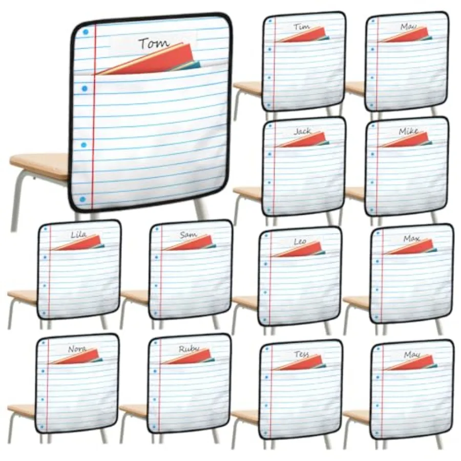 

24 шт. органайзер на спинку сиденья для классной комнаты, 17*19 дюймов, карманы для стула с именной биркой, подвесная сумка для школьного стула для классной комнаты, сумка для сиденья