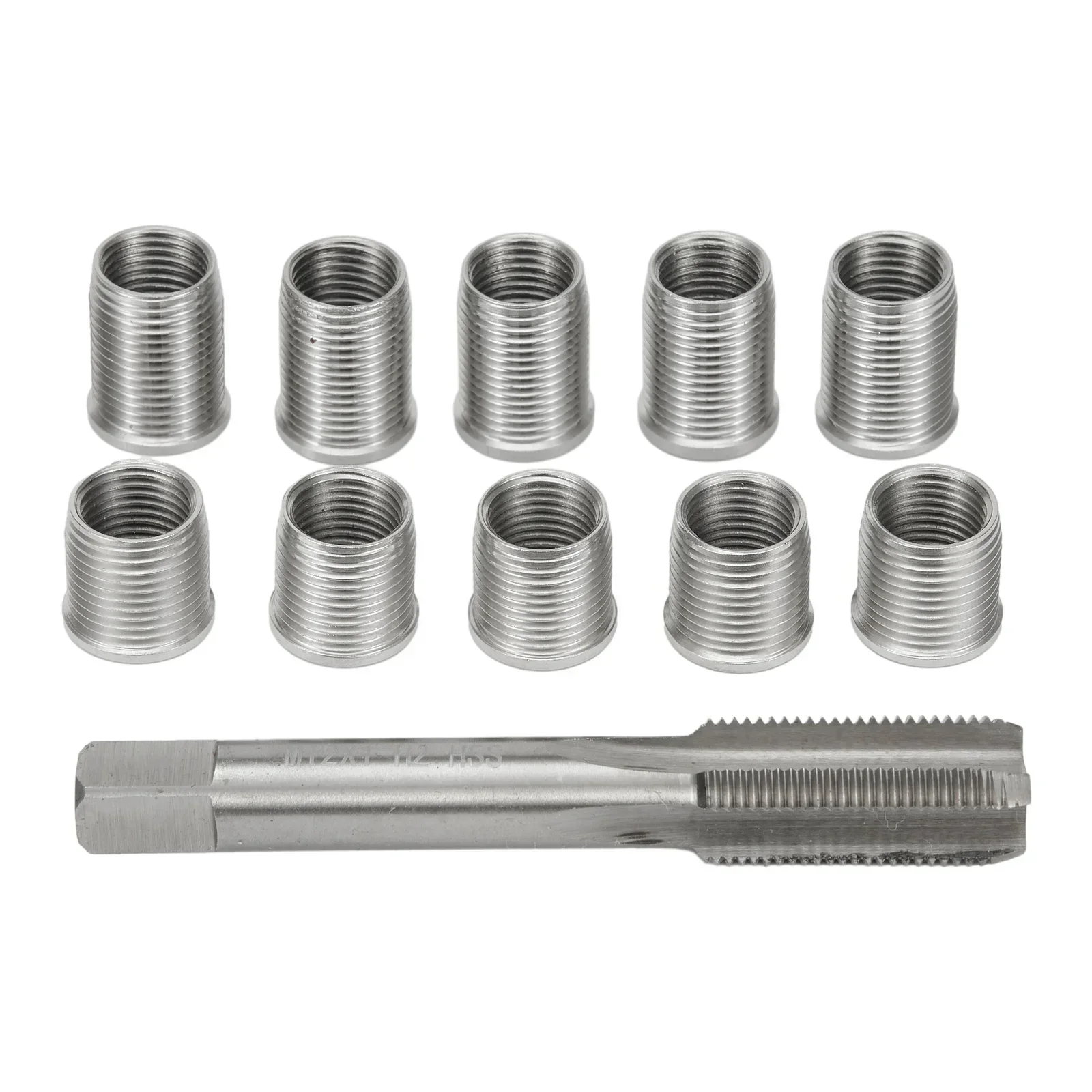 10PCS Spark Plug Thread Hole Repair Tools M10X1.0 Nuts Stainless Steel Inserts With M12X1.0 Tap For Gasoline Engines Generators