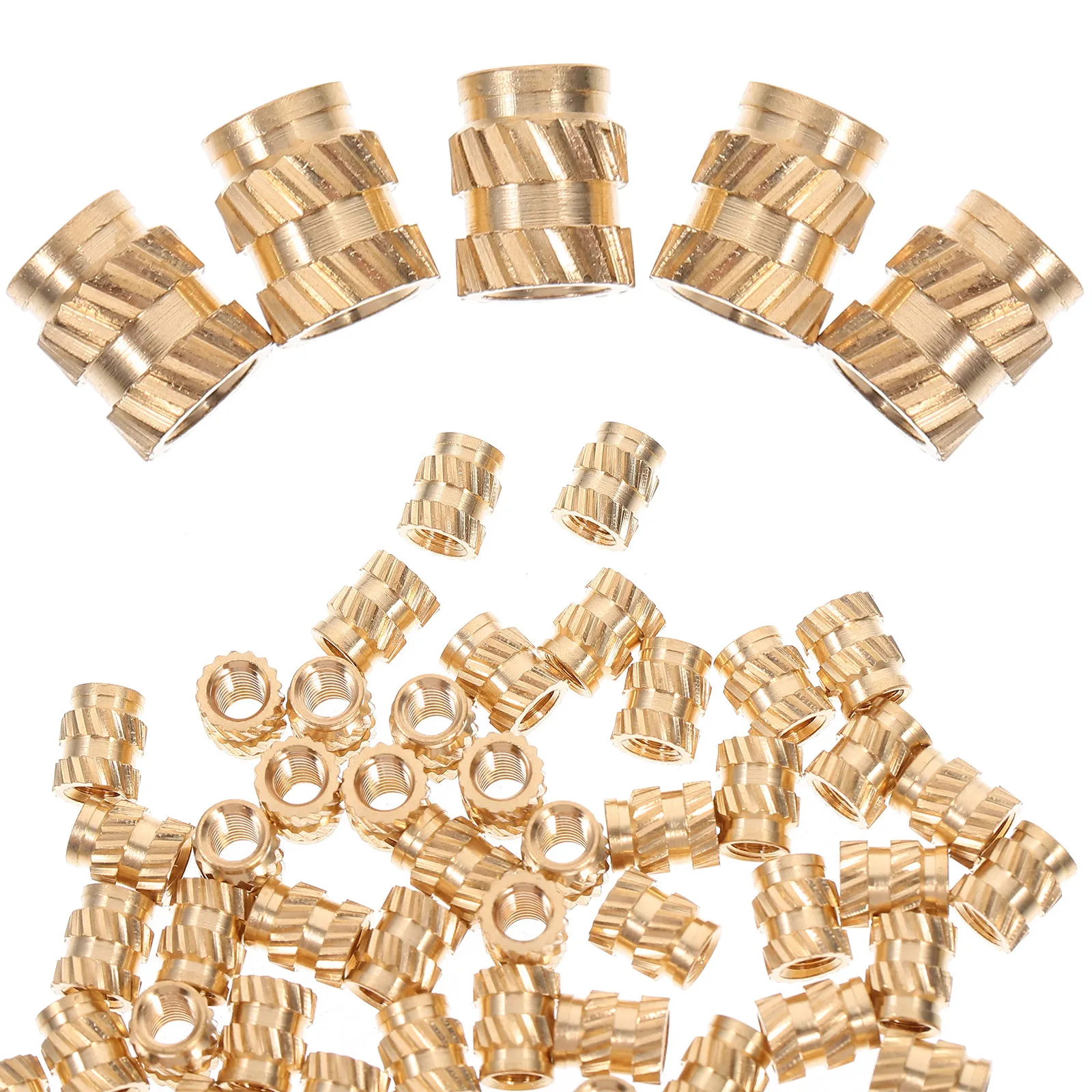

100 шт. латунных резьбовых вставок с накаткой для термофиксации, с внутренней резьбой, для 3D-принтеров и литья пластмасс под давлением