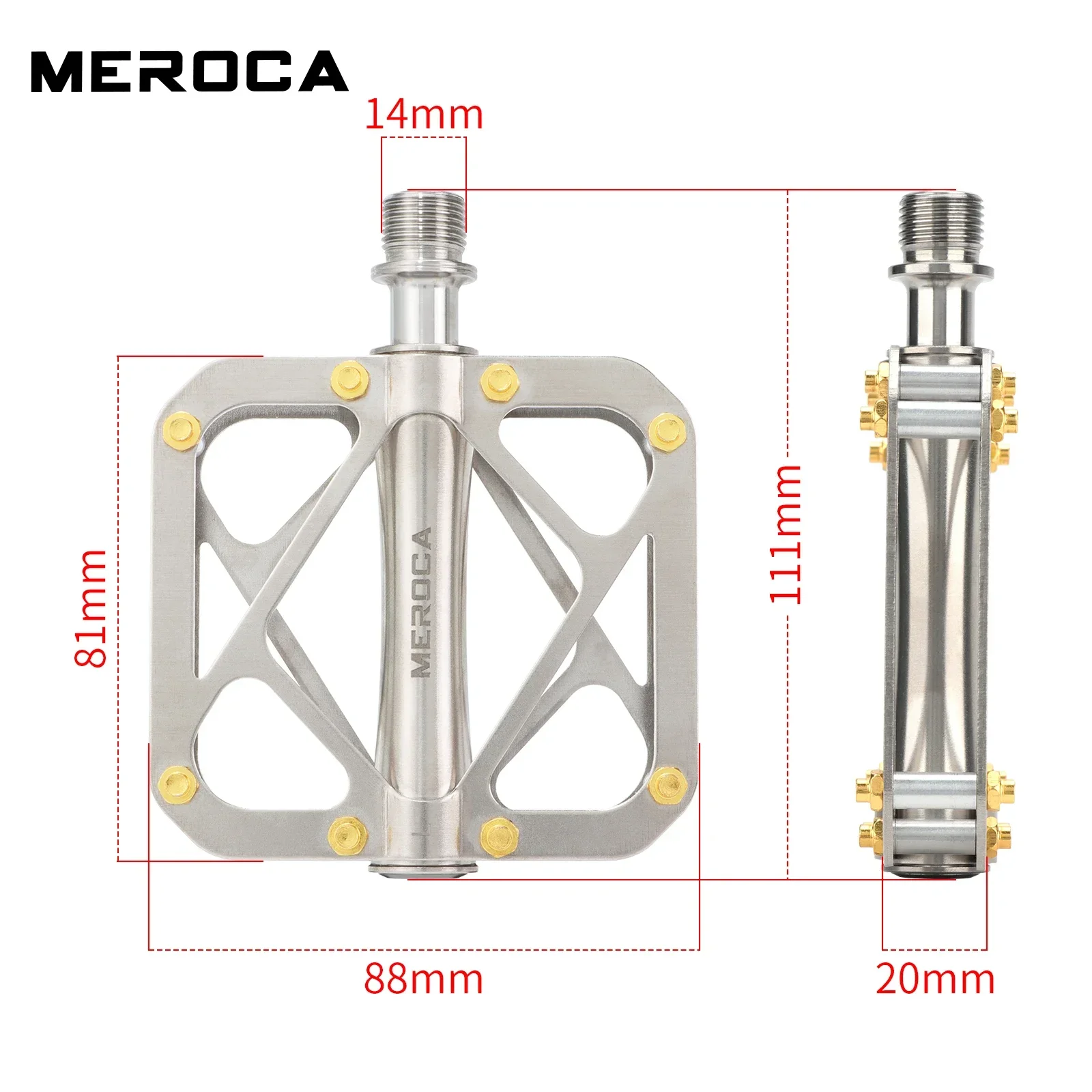 MEROCA Titanium Alloy Pedals Anti-Slip Bicycle Pedals Ultra-Light 3 Bearing Mountain Bike Universal Mtb Pedal Bicycle Accessorie