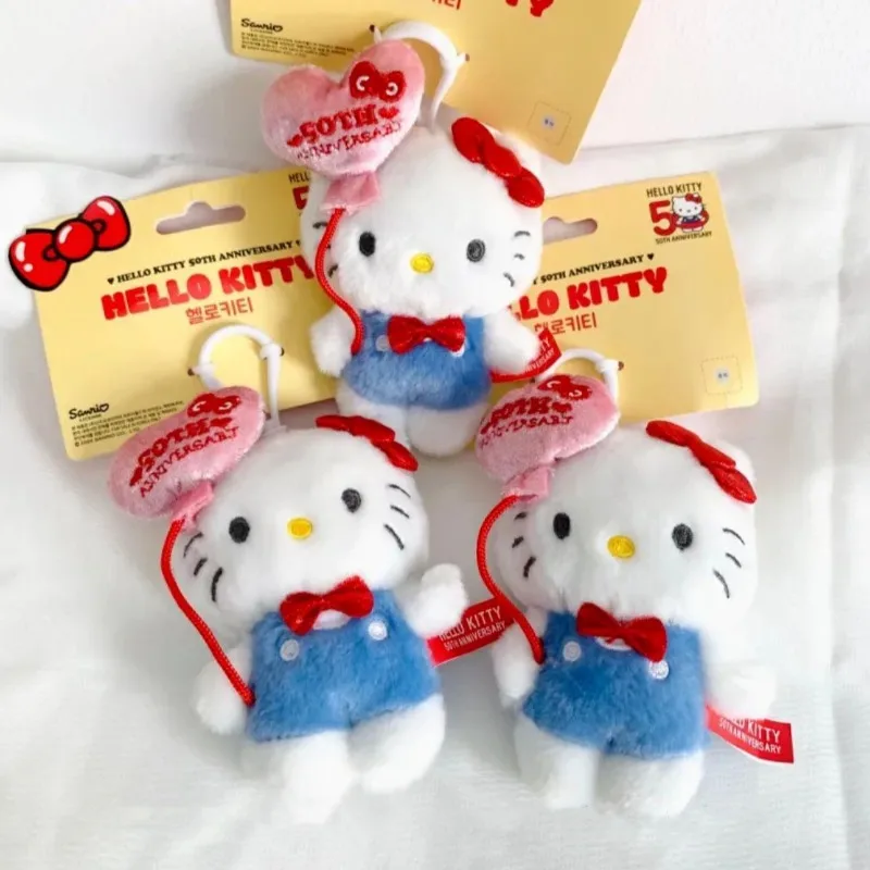 Sanrio อุปกรณ์เสริม Love บอลลูน Hello Kitty ตุ๊กตาน่ารักพวงกุญแจ Kawaii KT แมวตุ๊กตาตุ๊กตาจี้ของขวัญกระเป๋าเป้สะพายหลังกระเป๋าตกแต่ง