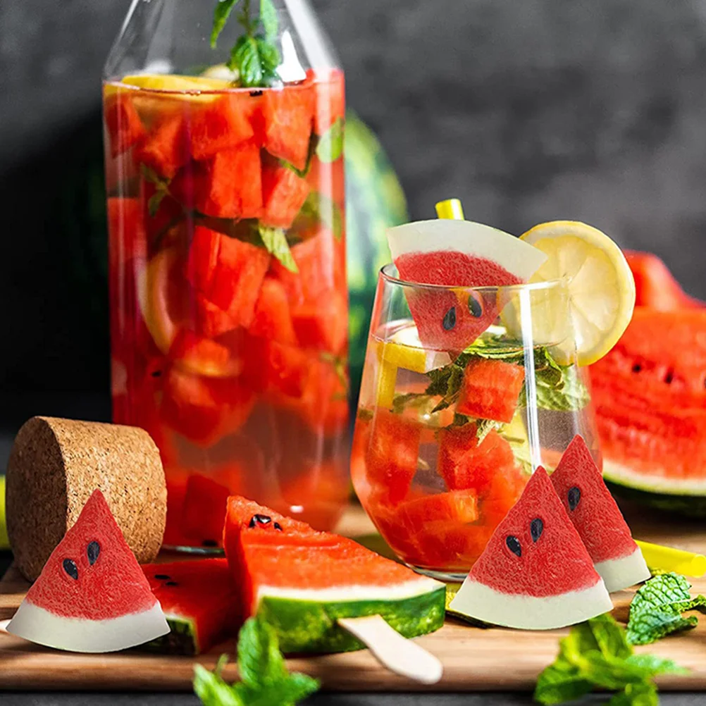 

12Pcs Artificial Fake Watermelon Slices Realistic Small Decorative Fake Fruit Photo Props Fruit Tray Home Decoration