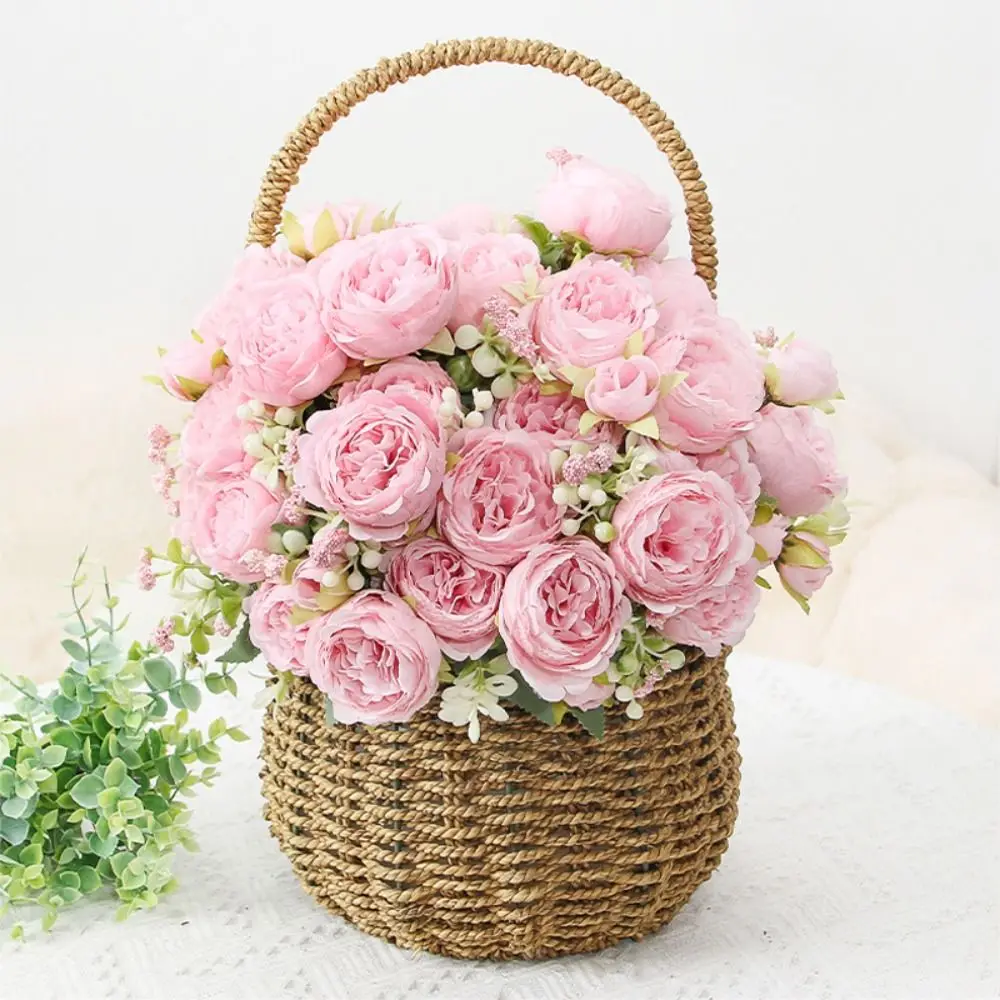 أنيقة الوردي الفاوانيا الصغيرة الوردي الأبيض واقعية وهمية الزهور الجميلة الحرير الزهور باقة حديقة الزفاف #2